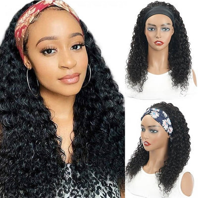 Snv Glueless Wig Jerry Curly Human Hair Wigs No Glue Silk Scarf Headband Wigs For Beginners 180% Density