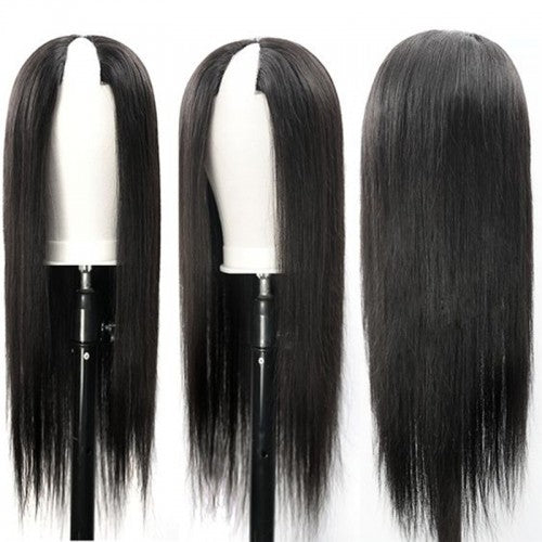 Snv V Part Straight Human Hair Wig No Leave Out No Glue Beginner Friendly 180% Density Wigs