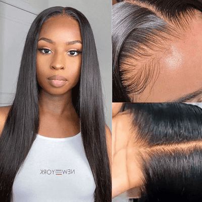 Snv 6×6 Lace Closure Wigs Straight Virgin Human Hair Wig Pre Plucked With Baby Hair 100% Brazilian Human Hair 180% Density