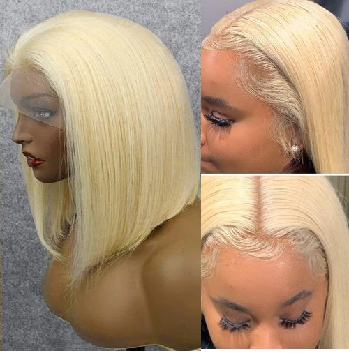 Snv 613 Color Blonde Hair Short straight Bob Wigs 13x4 4x4 lace frontal wig Human Hair Wigs