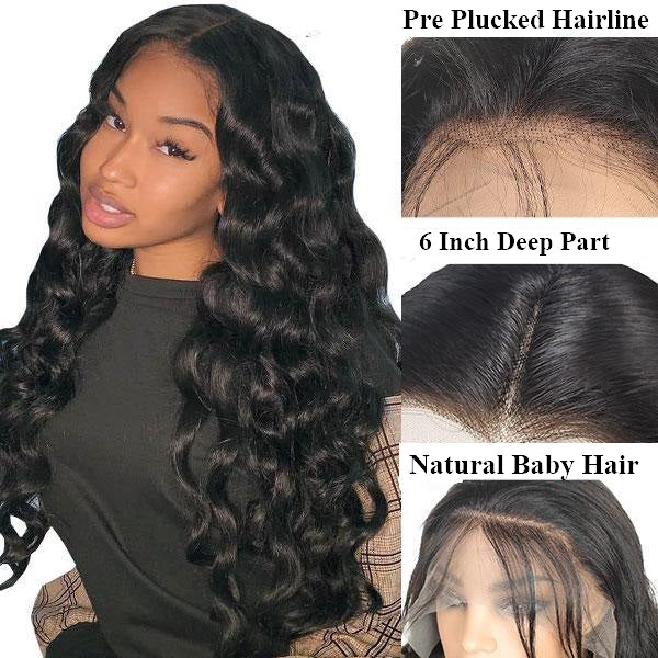 Snv high quality 13×6 transparent Lace Front Wigs loose wave Virgin Human Hair wigs With Pre-Plucked Hairline