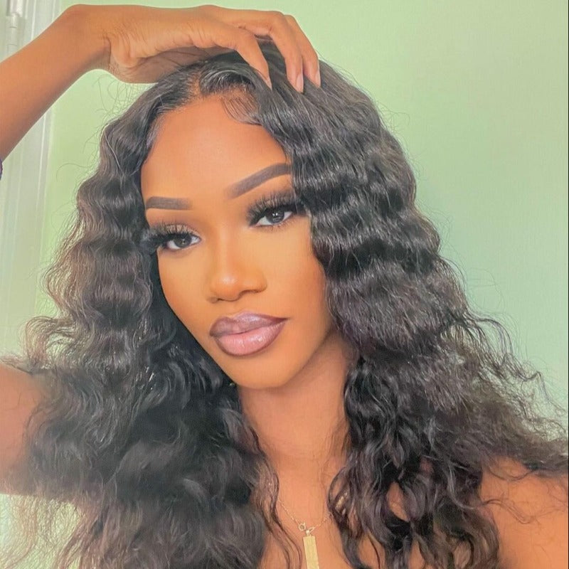 Snv 4x4 lace closure wig loose deep wave hair wig pre plucked 180 density