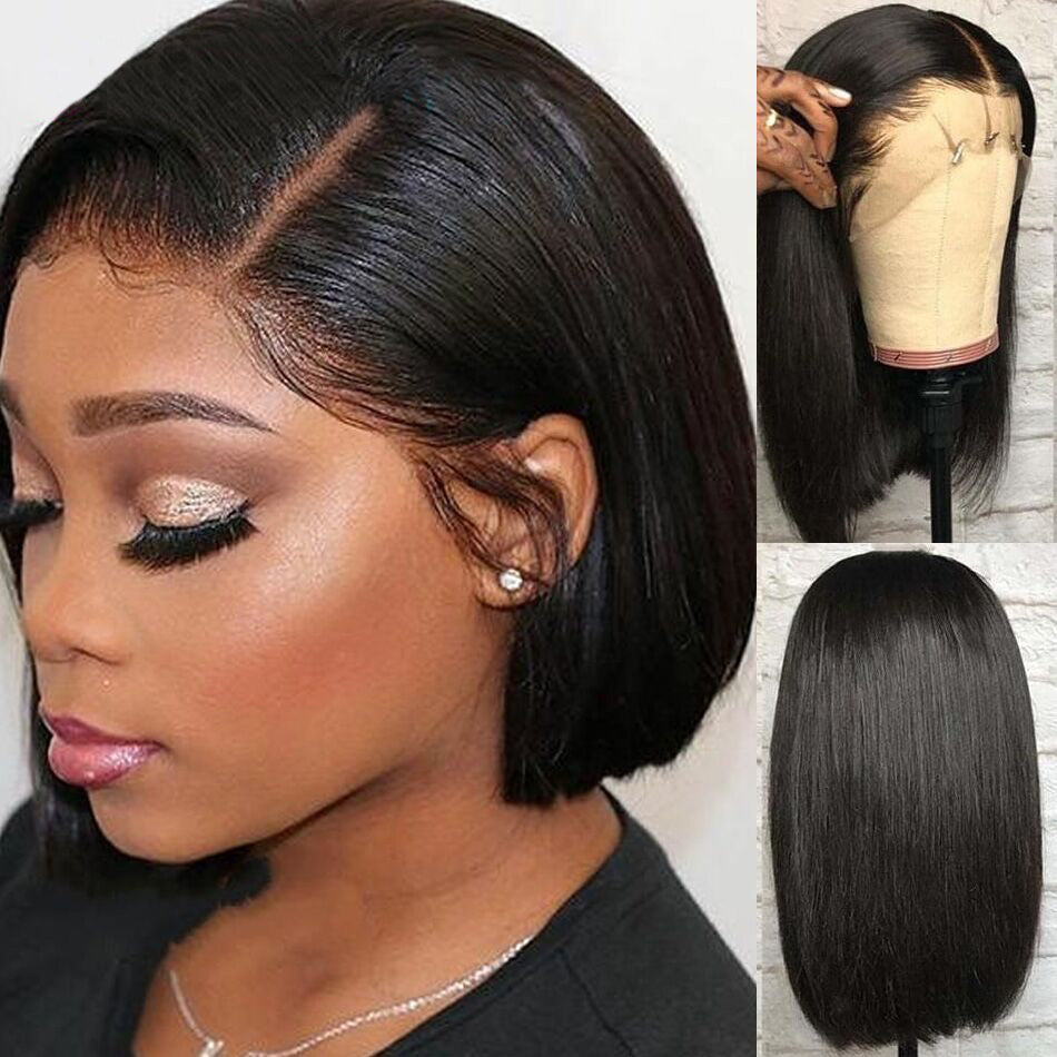 Snv short straight Bob wigs 13×4  Lace Front Wigs Transparent lace Virgin Human Hair With Pre Plucked With Baby Hair, Natural Hairline