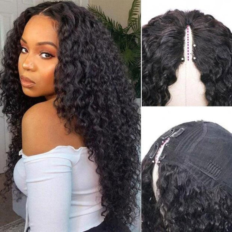 Snv V Part Wigs Water Wave Human Hair Wig No Leave Out No Glue Beginner Friendly 180% Density Wigs