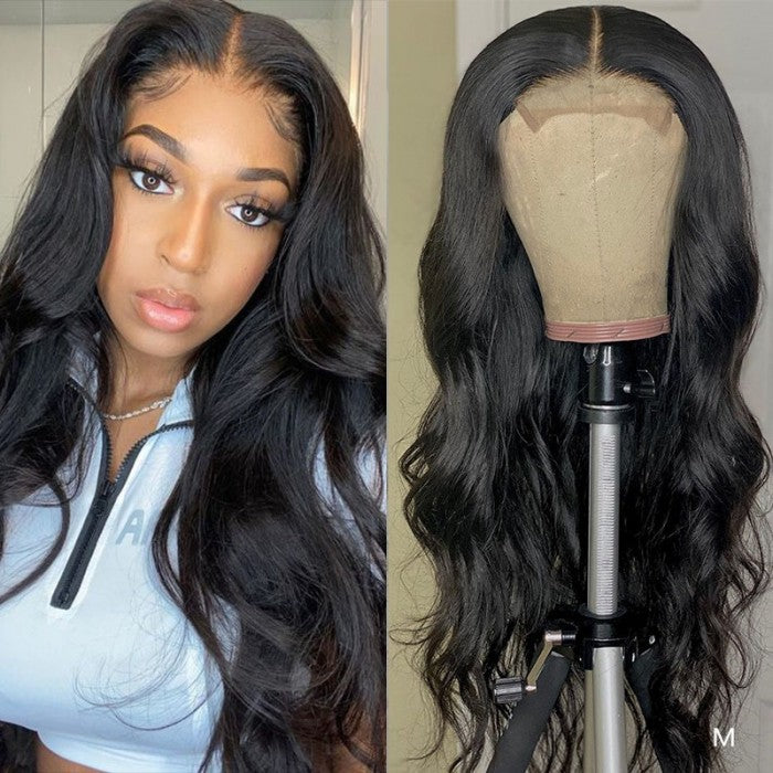 Snv 4×4 Lace Closure Wig transparent lace wig Body Wave Human Hair Wigs preplucked with baby hair