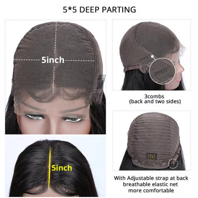 Snv Skin Melted 5x5 HD Lace Closure Wigs Loose Wave Virgin Human Hair wig Pre-Plucked With Natural Hairline