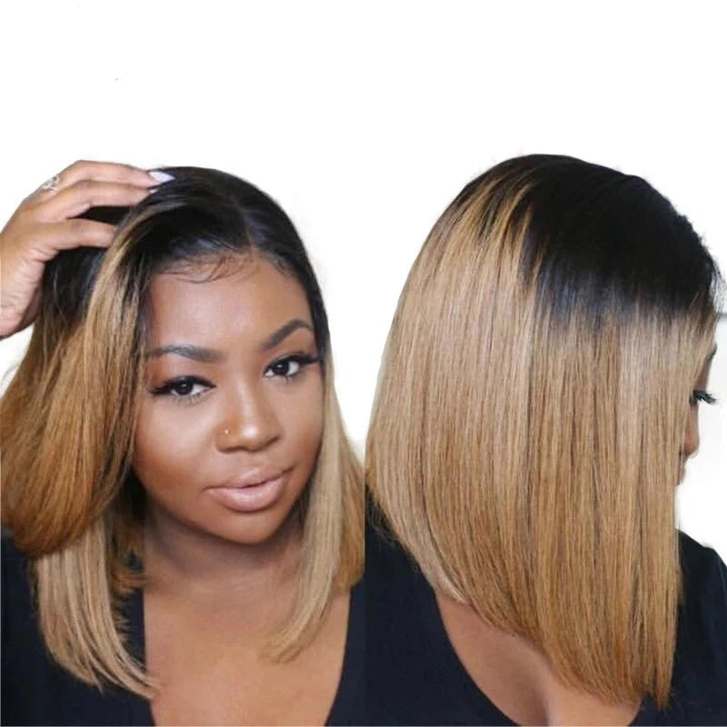 Snv 13x4 4x4 Lace Front wig  Bob Wigs Ombre Honey Blonde Straight Hair 180% density