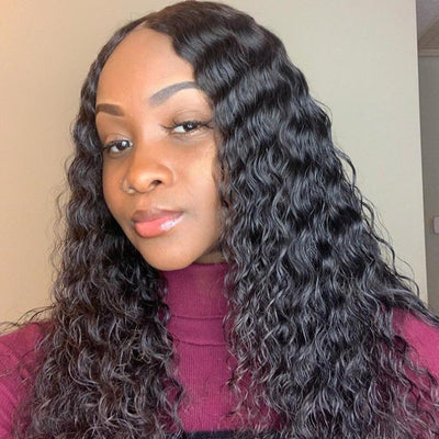 Snv 4×4 Lace Closure Wig Deep Wave Human Hair Wigs preplucked with baby hair 180% density