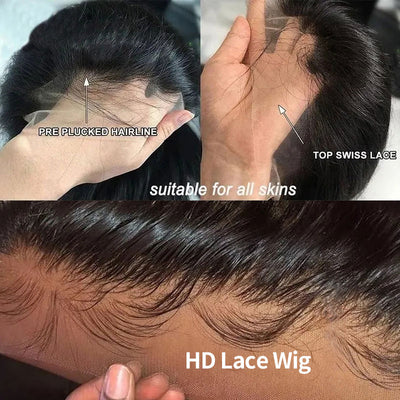 Snv Skin Melted 5x5 HD Lace Closure Wigs Straight Virgin Human Hair wig Pre-Plucked With Natural Hairline