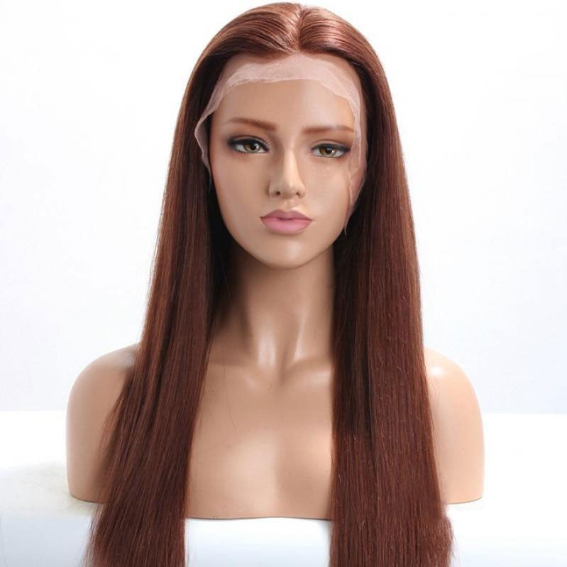 Snv 13×4 Lace Front Wigs Brown Color Straight Hair 180% density pre plucked with natural hairline