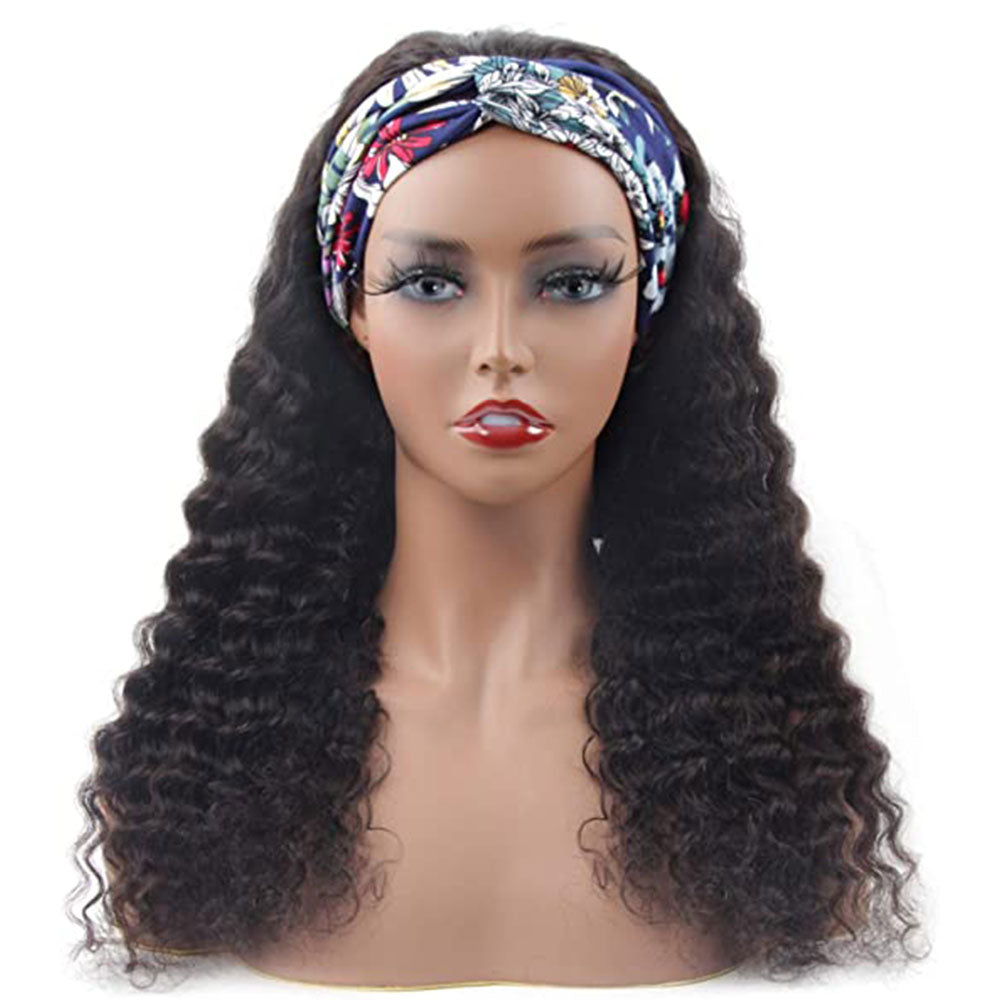 Snv Glueless Wig Deep Wave Human Hair Wigs No Glue Silk Scarf Headband Wigs For Beginners 180% Density