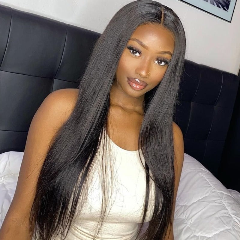 Snv 6×6 Lace Closure Wigs Straight Virgin Human Hair Wig Pre Plucked With Baby Hair 100% Brazilian Human Hair 180% Density