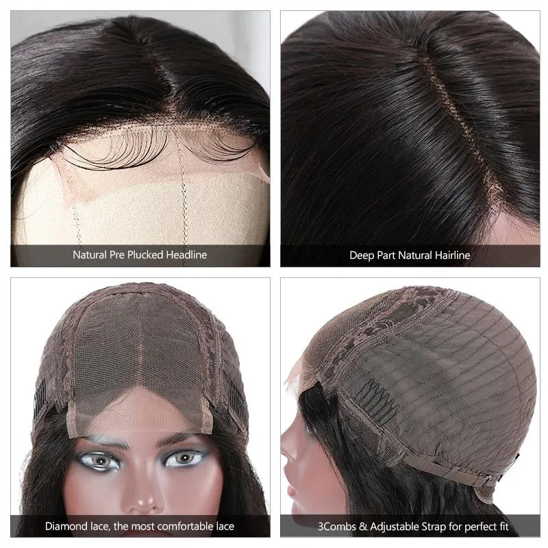 Snv 4×4 Lace Closure Wig transparent lace wig Body Wave Human Hair Wigs preplucked with baby hair