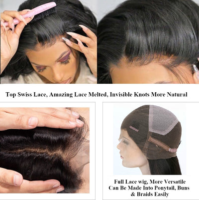 Snv Full Lace Wigs Kinky Straight Human Hair Wig For Black women Can do any Hair Styles High Quality 200% Density