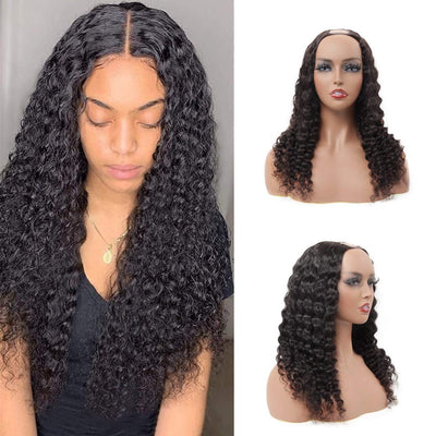 Snv U Part Wigs Deep Wave Human Hair Wig No Leave Out No Glue Beginner Friendly 180% Density Wigs