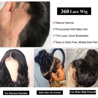 Snv 360 Transparent Lace Wigs Loose Wave Virgin Human Hair Wig Can Do Ponytail Style Preplucked With Baby Hair