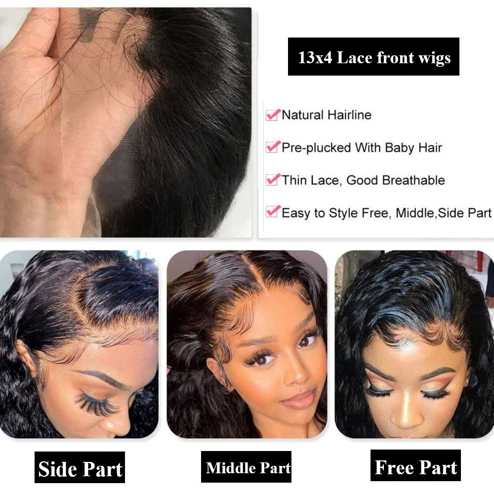 Snv 13x4 Lace Front Wig Loose Deep Wave Bob Wig 180% Density pre plucked with babyhair