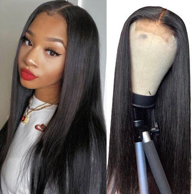 Snv 4x4 Transparent  Lace Closure Wigs straight hair Skin Melt Real Scalp Glueless 100% Brazilian Human Hair wigs With Pre-Plucked Hairline