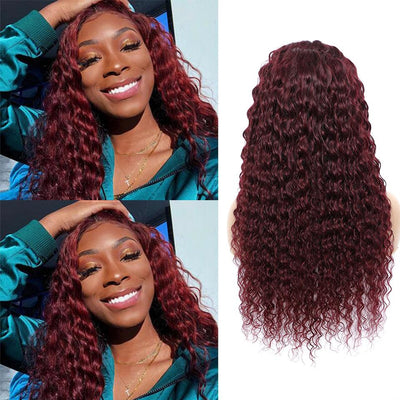 Snv 99J Burgundy Red Deep Wave hair wig 13×4 5x5 Lace Front Wig 180% Density