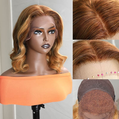 Snv Ginger bob Wigs Body Wave human hair 13x4 5x5 Lace Front Wigs 180% density