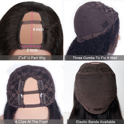 Snv U Part Wigs Straight Human Hair Wig No Leave Out No Glue Beginner Friendly 180% Density Wigs