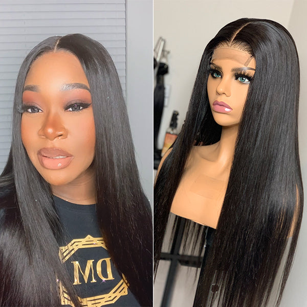 Snv Skin Melted 5x5 HD Lace Closure Wigs Straight Virgin Human Hair wig Pre-Plucked With Natural Hairline