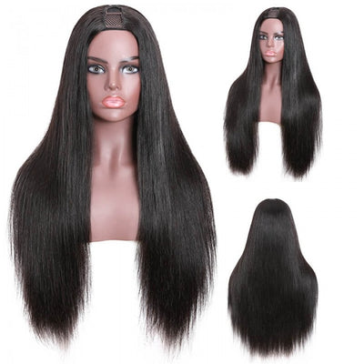 Snv U Part Wigs Straight Human Hair Wig No Leave Out No Glue Beginner Friendly 180% Density Wigs