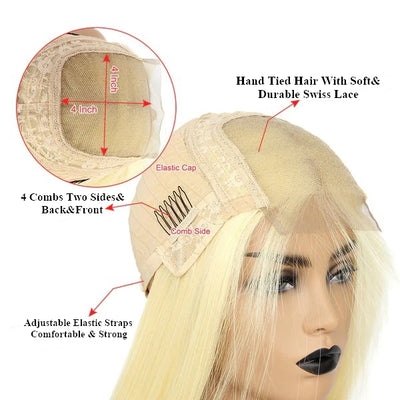 Snv 613 Color Blonde Hair Short straight Bob Wigs 13x4 4x4 lace frontal wig Human Hair Wigs