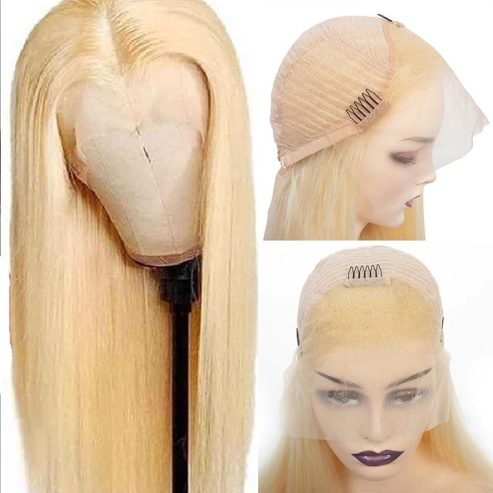 Snv 613 Blond Wig Straight Real Human Hair Wig 13x4 Lace Front Wig Pre Plucked 180% Density