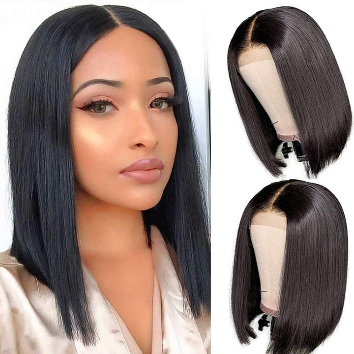 Snv Bob Wig  4x4  Lace Front Wigs Short Straight Human Hair wigs Pre Plucked With Baby Hair