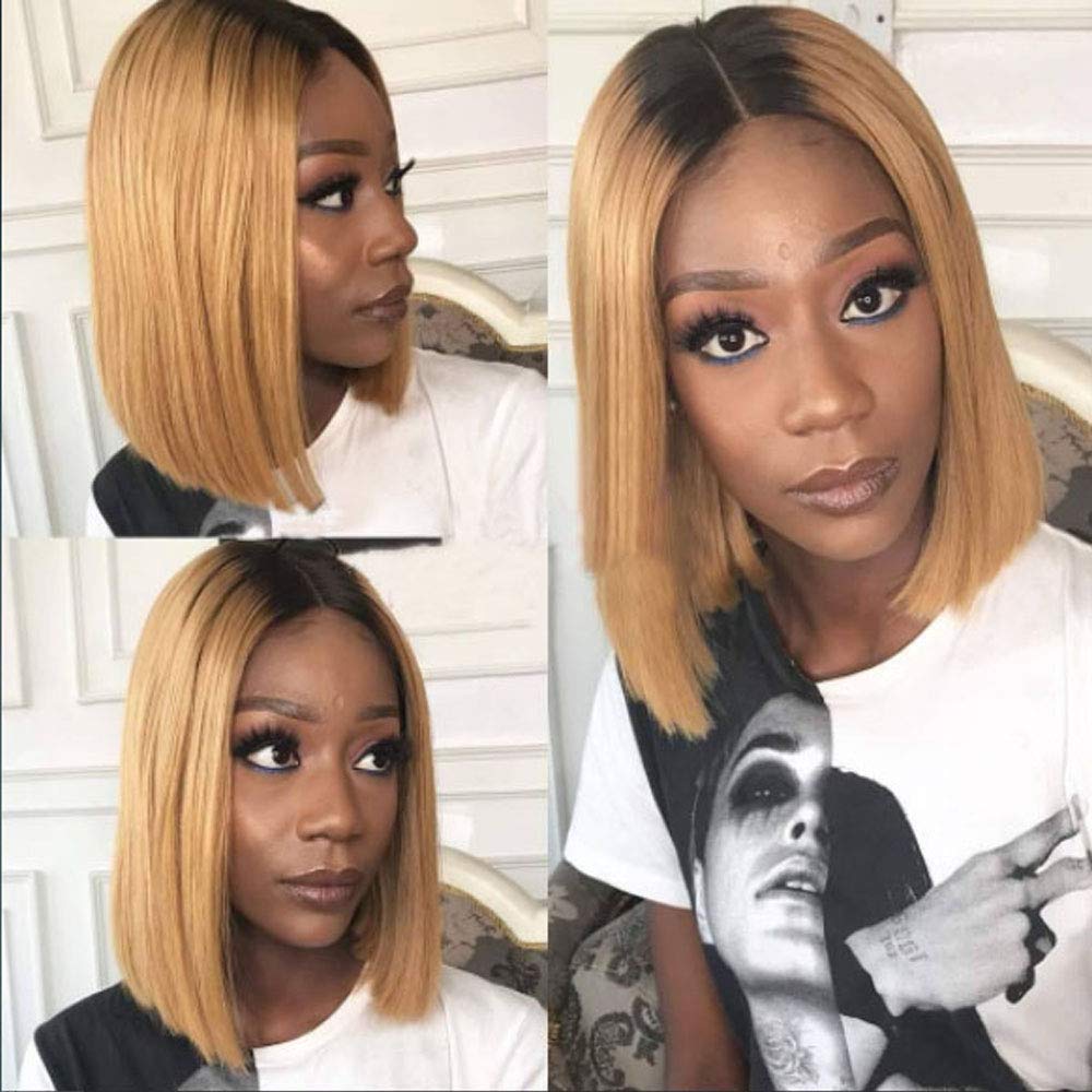 Snv 13x4 4x4 Lace Front wig  Bob Wigs Ombre Honey Blonde Straight Hair 180% density