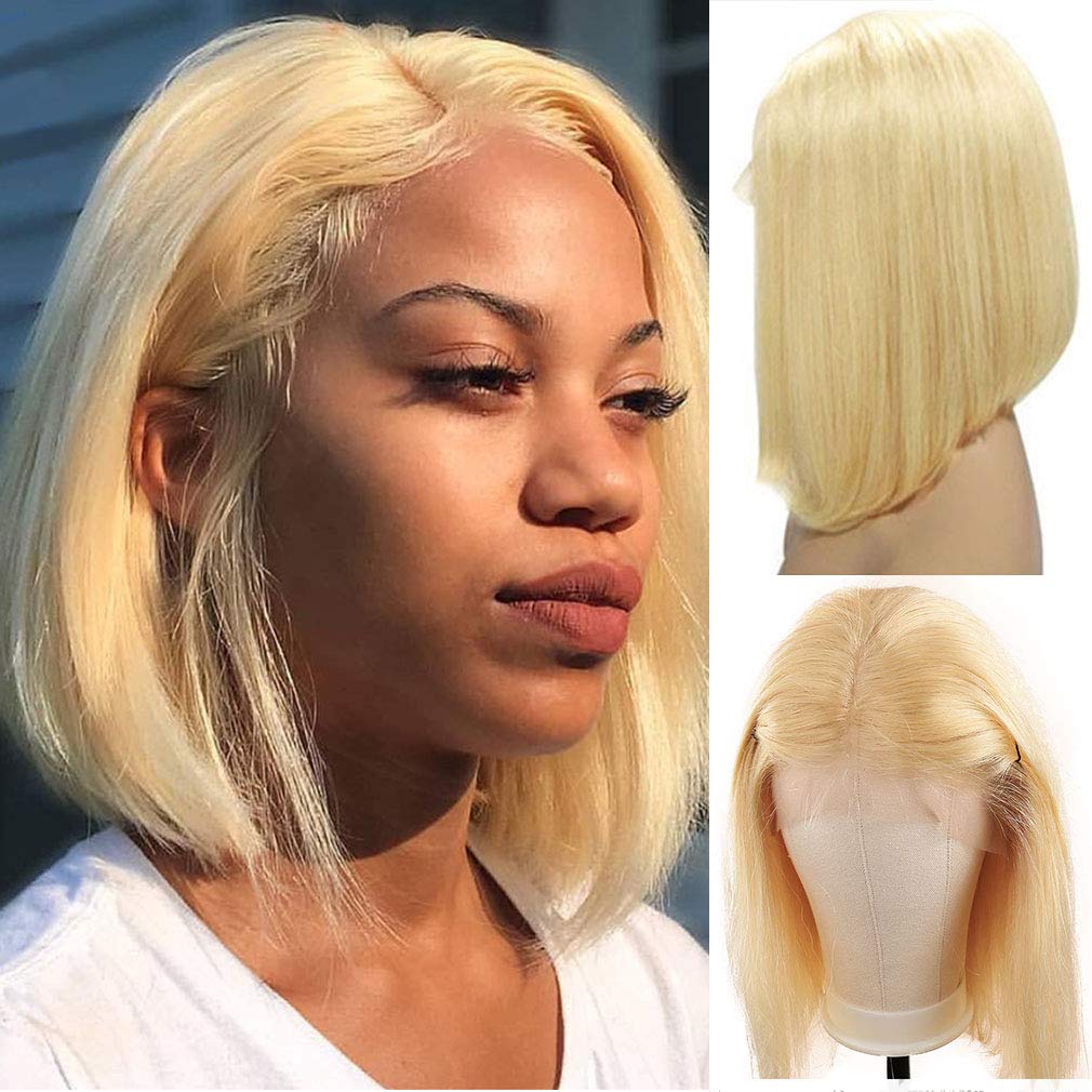 Snv 613 Color Blonde Hair Short straight Bob Wigs 13x4 4x4 lace frontal wig Human Hair Wigs