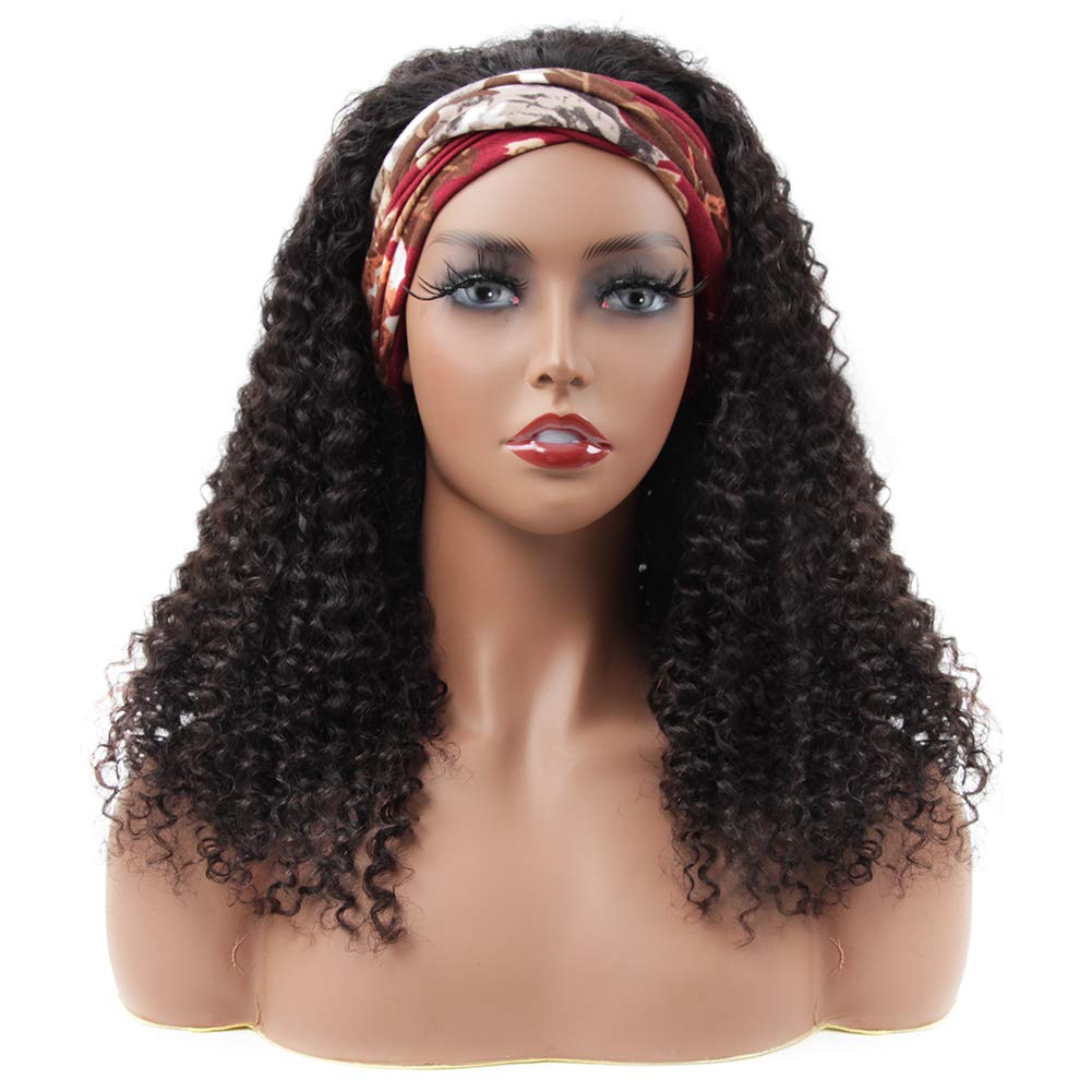 Snv Glueless Wig Kinky Curly Human Hair Wigs No Glue Silk Scarf Headband Wigs For Beginners 180% Density