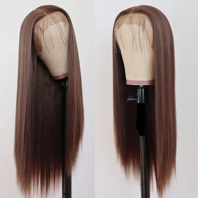 Snv 13×4 Lace Front Wigs Brown Color Straight Hair 180% density pre plucked with natural hairline