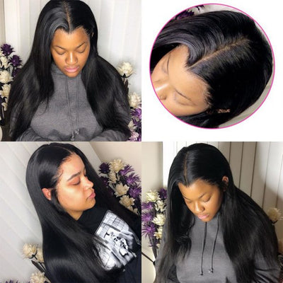 Snv 6×6 Lace Closure Wigs Straight Virgin Human Hair Wig Pre Plucked With Baby Hair 100% Brazilian Human Hair 180% Density