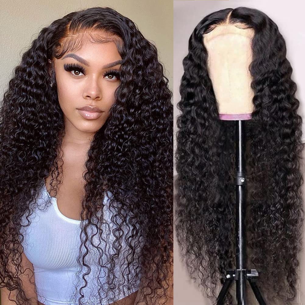 Snv 4×4 Lace Closure Wig Deep Wave Human Hair Wigs preplucked with baby hair 180% density