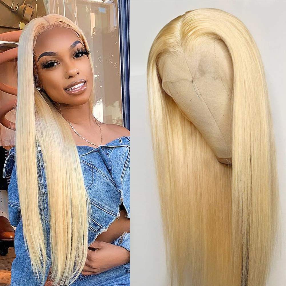 Snv 613 Blond Wig Straight Real Human Hair Wig 13x4 Lace Front Wig Pre Plucked 180% Density