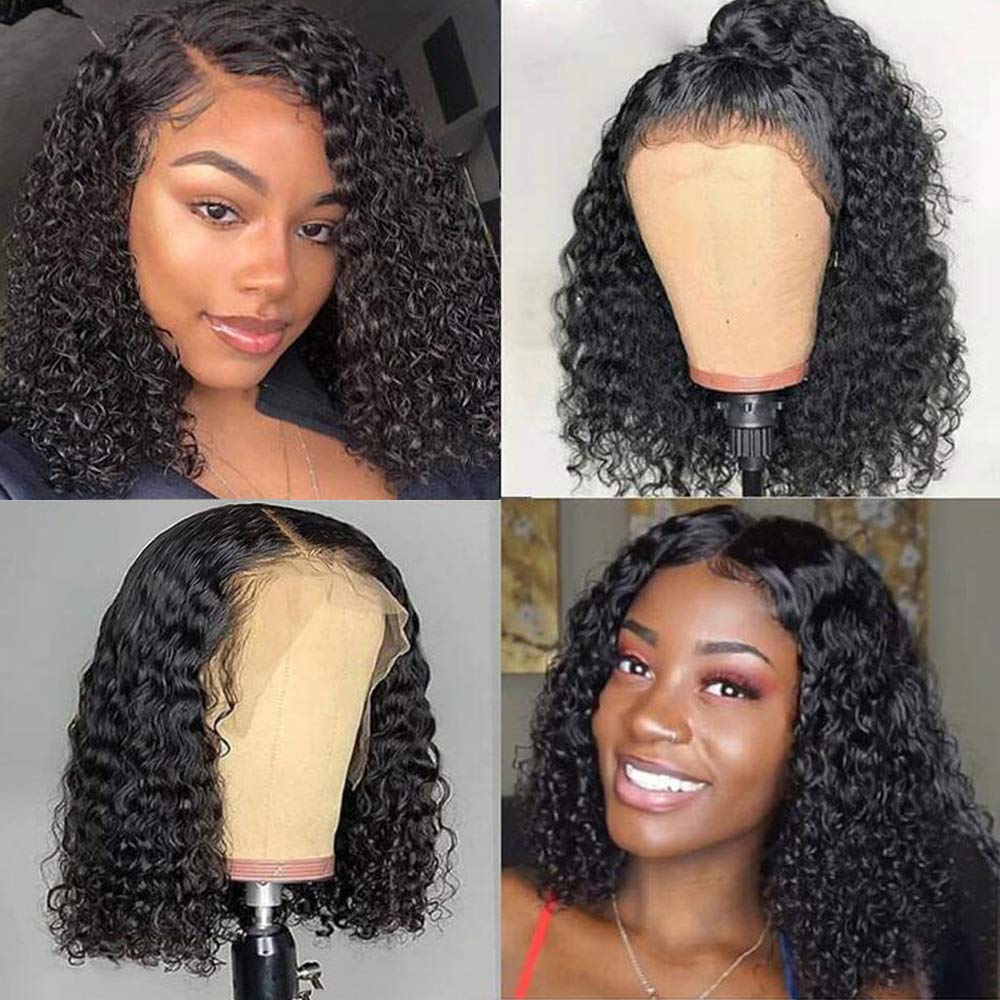 Snv 4x4 13x4 Lace Front wigs curly Bob Human Hair Wigs Pre Plucked With Baby Hair