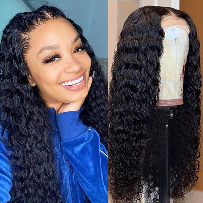 Snv 4×4 Lace Closure Wig Deep Wave Human Hair Wigs preplucked with baby hair 180% density