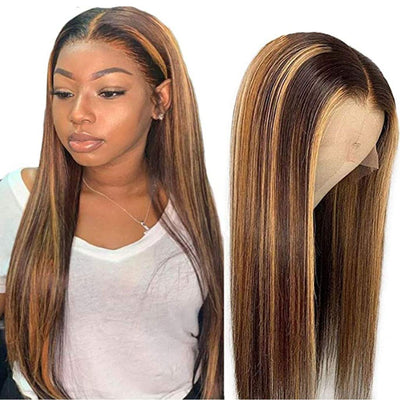 Snv 13x4 4x4 Lace Front Wigs Highlight Honey Blonde Straight Hair wigs 180% Density