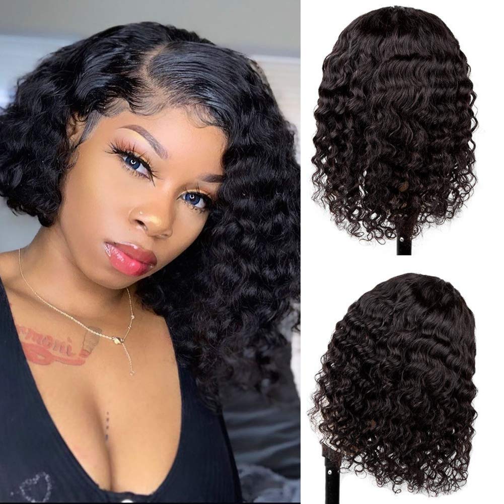 Snv Deep Wave Short bob wigs 13x4 Lace Front Wigs 180% Density Fashion Summer Wig