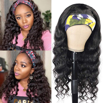 Snv Glueless Wig Loose Deep Wave Human Hair Wigs No Glue Silk Scarf Headband Wigs For Beginners 180% Density