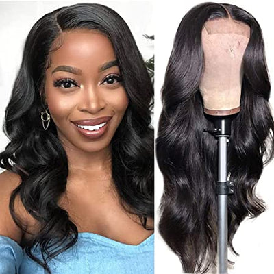 Snv 4×4 Lace Closure Wig transparent lace wig Body Wave Human Hair Wigs preplucked with baby hair