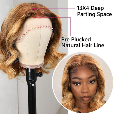 Snv Ginger bob Wigs Body Wave human hair 13x4 5x5 Lace Front Wigs 180% density