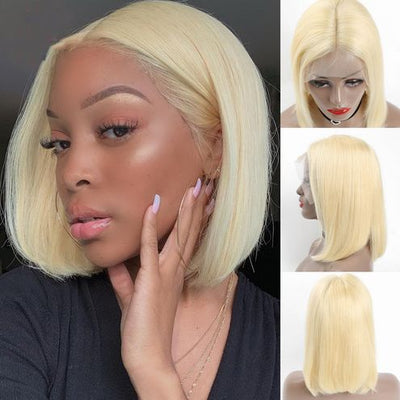 Snv 613 Color Blonde Hair Short straight Bob Wigs 13x4 4x4 lace frontal wig Human Hair Wigs