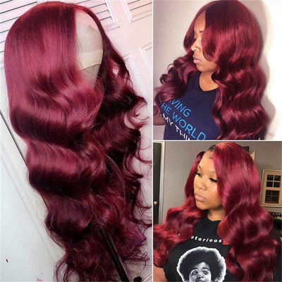 Snv 99J Color Burgundy Body Wave Wig 13x4 5x5 Lace Front Wig 180% density