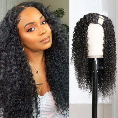 Snv U Part Wigs Natural Curly Human Hair Wig No Leave Out No Glue Beginner Friendly 180% Density Wigs