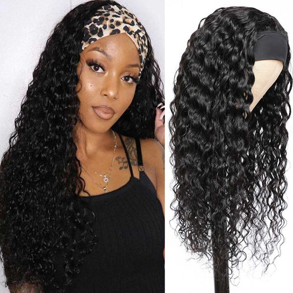 Snv Glueless Wig Deep Wave Human Hair Wigs No Glue Silk Scarf Headband Wigs For Beginners 180% Density