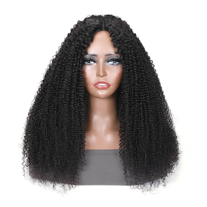 Snv V Part Wigs Kinky Curly Human Hair Wig No Leave Out No Glue Beginner Friendly 180% Density Wigs