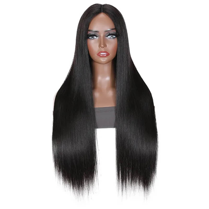 Snv V Part Straight Human Hair Wig No Leave Out No Glue Beginner Friendly 180% Density Wigs